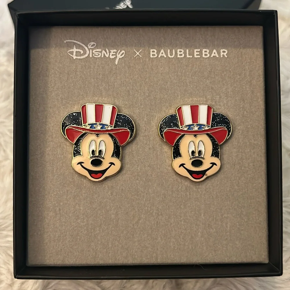 NEW Disney x BaubleBar Patriotic Mickey Mouse Earrings - Picture 1 of 5